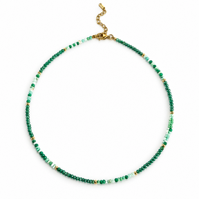 Goodies Label Turquoise Kralenketting met Goudkleurige Details | 40+5 cm