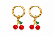 Goodies Label Goudkleurige Kersjes Hoops | Stainless Steel | Per Paar