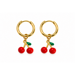 Goodies Label Goudkleurige Kersjes Hoops | Stainless Steel | Per Paar