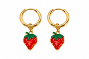 Goodies Label Goudkleurige Aardbei Hoops | Stainless Steel | Per Paar