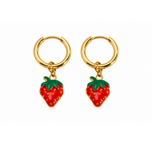 Goodies Label Goudkleurige Aardbei Hoops | Stainless Steel | Per Paar