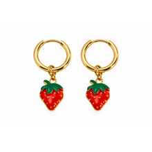 Goodies Label Goudkleurige Aardbei Hoops | Stainless Steel | Per Paar