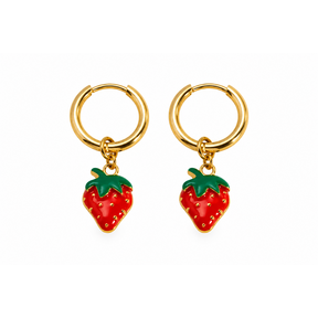 Goodies Label Goudkleurige Aardbei Hoops | Stainless Steel | Per Paar