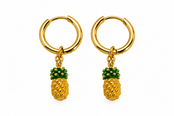 Goodies Label Goudkleurige Ananas Hoops | Stainless Steel | Per Paar