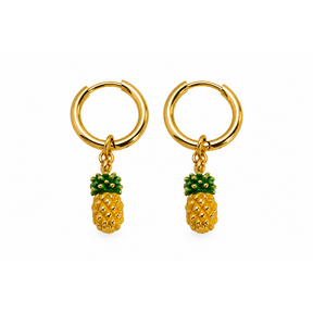 Goodies Label Goudkleurige Ananas Hoops | Stainless Steel | Per Paar