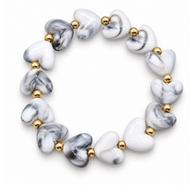 Goodies Label Hartjes Armband Wit-Grijs Marmerlook met Goudkleurige Details