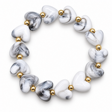 Goodies Label Hartjes Armband Wit-Grijs Marmerlook met Goudkleurige Details