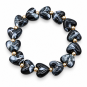 Goodies Label Hartjes Armband Zwart Marmerlook met Goudkleurige Details