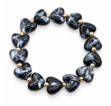 Goodies Label Hartjes Armband Zwart Marmerlook met Goudkleurige Details
