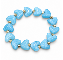 Goodies Label Hartjes Armband Turquoise met Goudkleurige Details