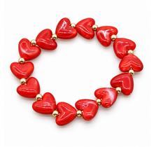 Goodies Label Hartjes Armband Rood met Goudkleurige Details