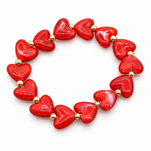 Goodies Label Hartjes Armband Rood met Goudkleurige Details
