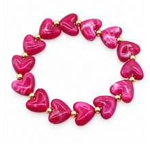 Goodies Label Hartjes Armband Fuchsia/Roze met Goudkleurige Details