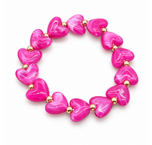 Goodies Label Hartjes Armband Hot Pink met Goudkleurige Details