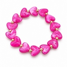 Goodies Label Hartjes Armband Hot Pink met Goudkleurige Details