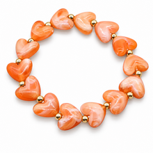 Goodies Label Hartjes Armband Oranje/Peach met Goudkleurige Details