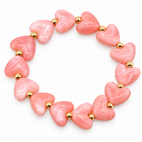 Goodies Label Hartjes Armband Blush Pink met Goudkleurige Details