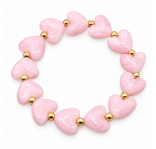Goodies Label Hartjes Armband Baby Pink met Goudkleurige Details