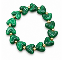 Goodies Label Hartjes Armband Groen Marmerlook met Goudkleurige Details