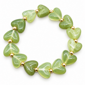 Goodies Label Hartjes Armband Lichtgroen Marmerlook met Goudkleurige Details