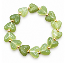 Goodies Label Hartjes Armband Lichtgroen Marmerlook met Goudkleurige Details