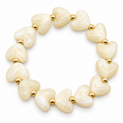 Goodies Label Hartjes Armband Ivory/Crème met Goudkleurige Details