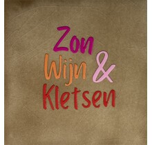 zon wijn & kletsen nieuw taupe/knalroze(oranje-warmroze-rood)