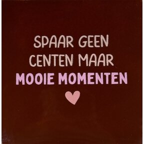 spaar geen centen maar mooie momenten kastanje/nude roze(warmroze(zalm)