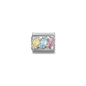 NOMINATION COMPOSABLE CLASSIC TRILOGY COLOUR YELLOW PINK LIGHT BLUE 330329/20