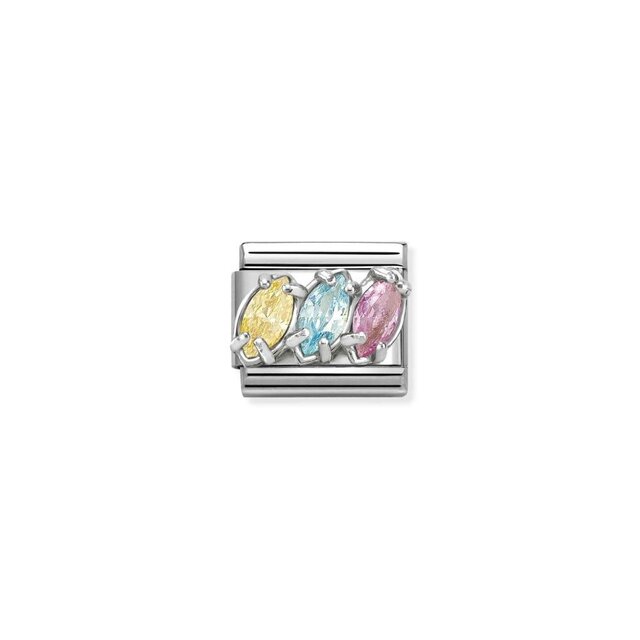 NOMINATION COMPOSABLE CLASSIC TRILOGY COLOUR YELLOW PINK LIGHT BLUE 330329/20