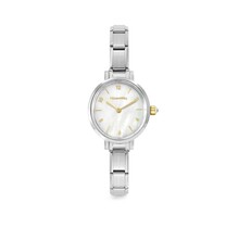 NOMINATION PARIS WATCH WITH STEEL STRAP AND OVAL HANDS WITH CZ WHITE MOTHER-OF-PEARL 076040/008