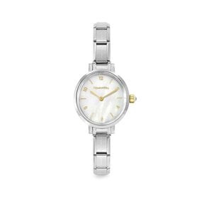 NOMINATION PARIS WATCH WITH STEEL STRAP AND OVAL HANDS WITH CZ WHITE MOTHER-OF-PEARL 076040/008