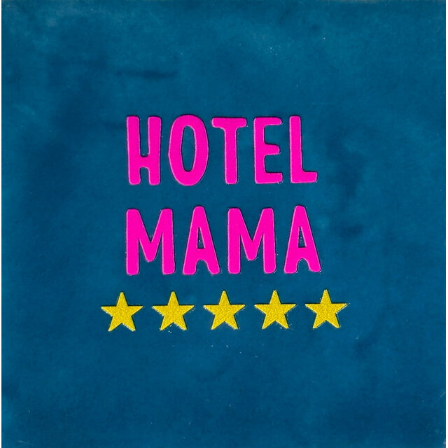 hotel mama donkerblauw/roze