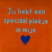 jij hebt een speciaal plekje in mijn hart oranje/warmblauw(kobaltblauw)
