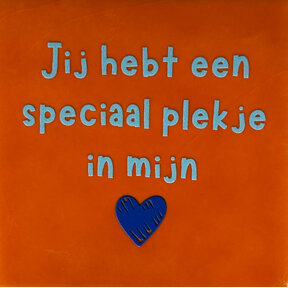 jij hebt een speciaal plekje in mijn hart oranje/warmblauw(kobaltblauw)