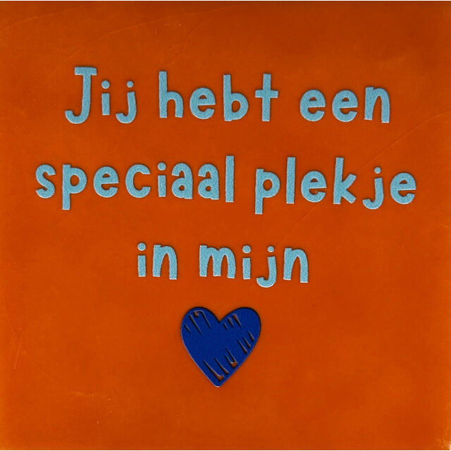 jij hebt een speciaal plekje in mijn hart oranje/warmblauw(kobaltblauw)