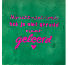 als iets niet lukt heb je niet gefaald, maar geleerd hardgroen/roze