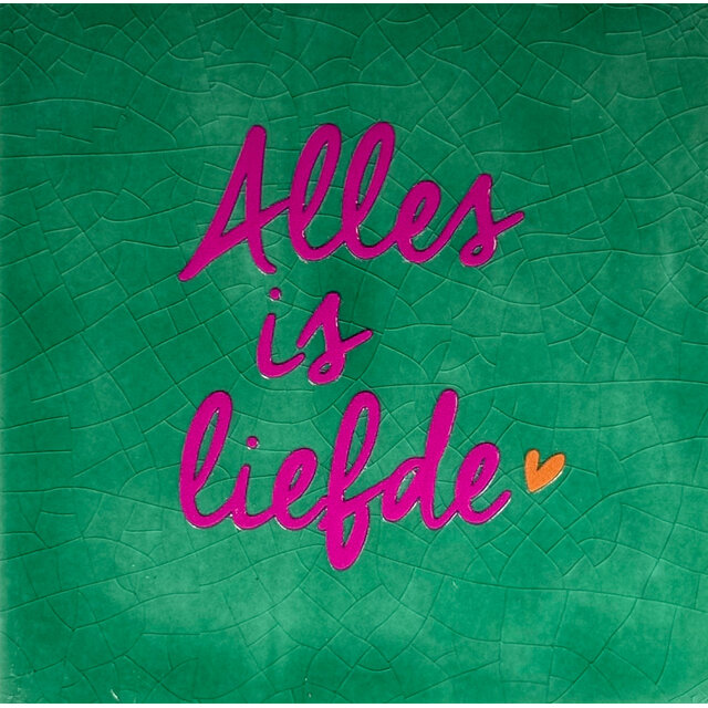 alles is liefde nieuw hardgroen/knalroze(oranje)