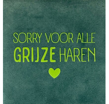 'sorry voor alle grijze haren' zeegroen/lime