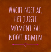 wacht niet af, het juiste moment zal nooit komen terra/babyroze(knalroze)