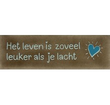 DO het leven is zoveel leuker als je lacht taupe/lichtgroen(turquoise)