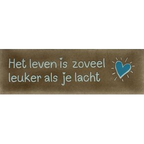 DO het leven is zoveel leuker als je lacht taupe/lichtgroen(turquoise)