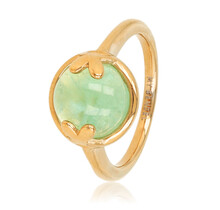 Ring met Hartjesdetail en Ronde Edelsteen • Groene Fluoriet
