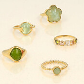 Ring met Hartjesdetail en Ronde Edelsteen • Groene Fluoriet