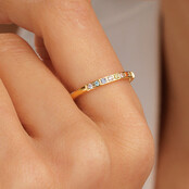 Goudkleurige ring met gekleurde zirkonia - Stainless steel