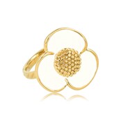 Gouden bloem ring - wit epoxy - speelse stijlvolle touch