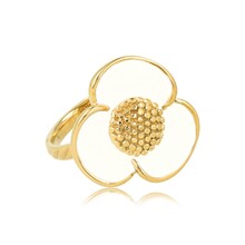 Gouden bloem ring - wit epoxy - speelse stijlvolle touch