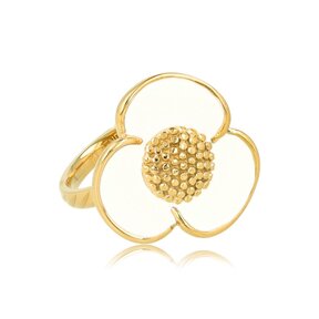 Gouden bloem ring - wit epoxy - speelse stijlvolle touch