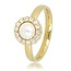 My Bendel Gouden ring - witte parel - zirkonia steentjes