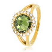 Elegante Ring met Glassteen & Zirkonia • Groen
